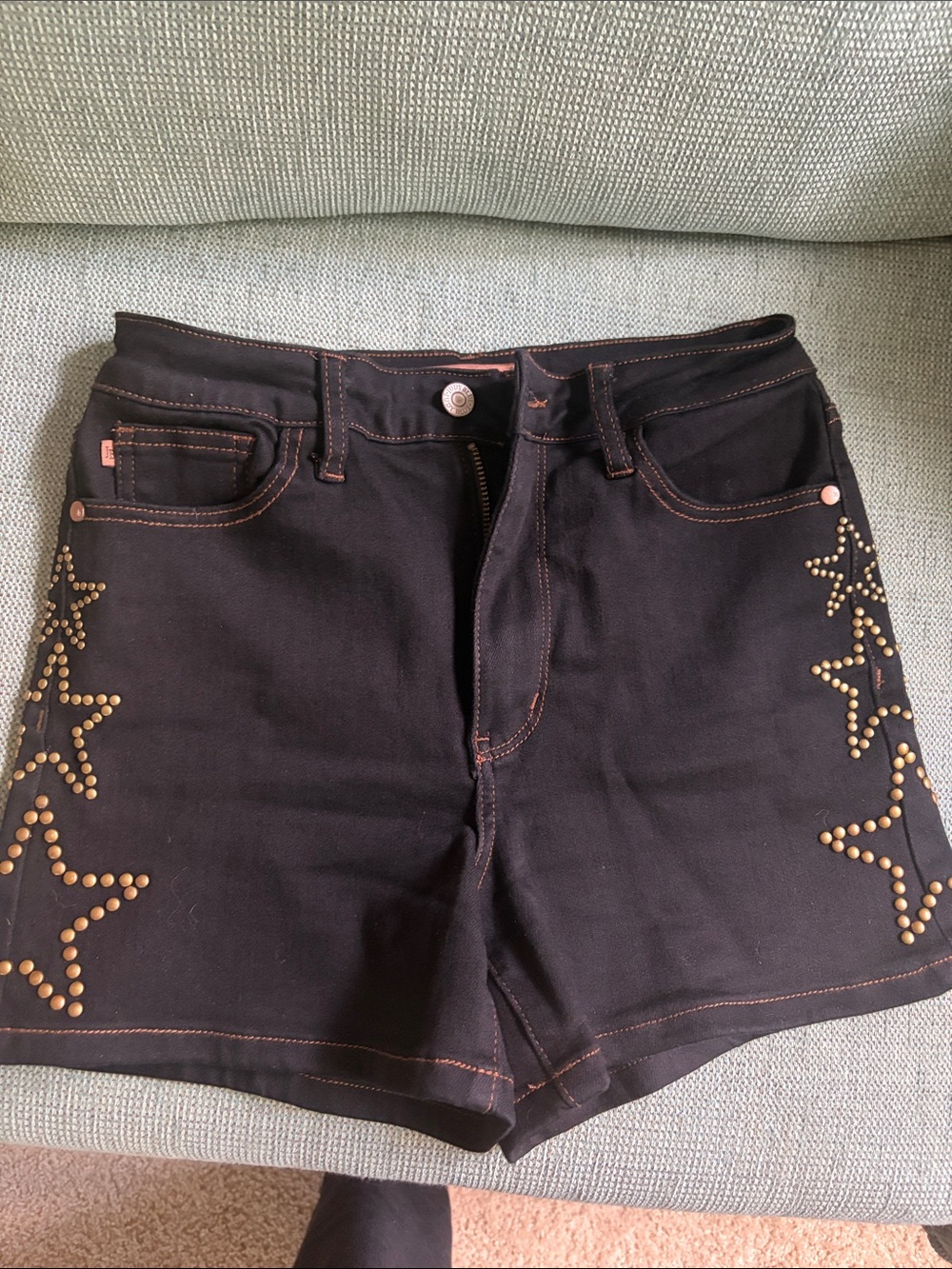 Judy Blue Black Denim Shorts with Gold Star Studs